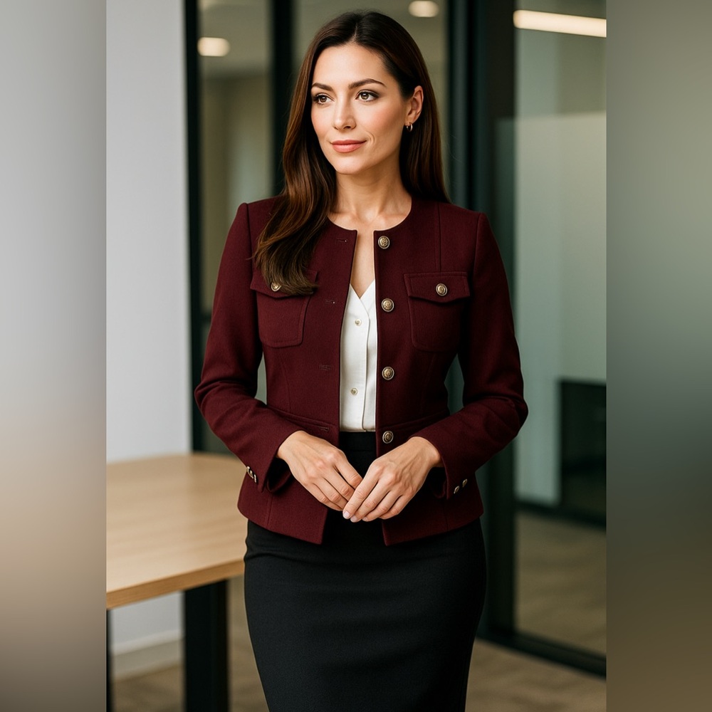Tahari Arthur S. Levine Burgundy Blazer